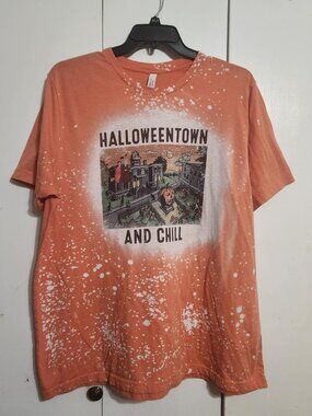 Bella Canvas Halloweentown & Chill T-Shirt 3XL Burnt Orange Bleached Distressed